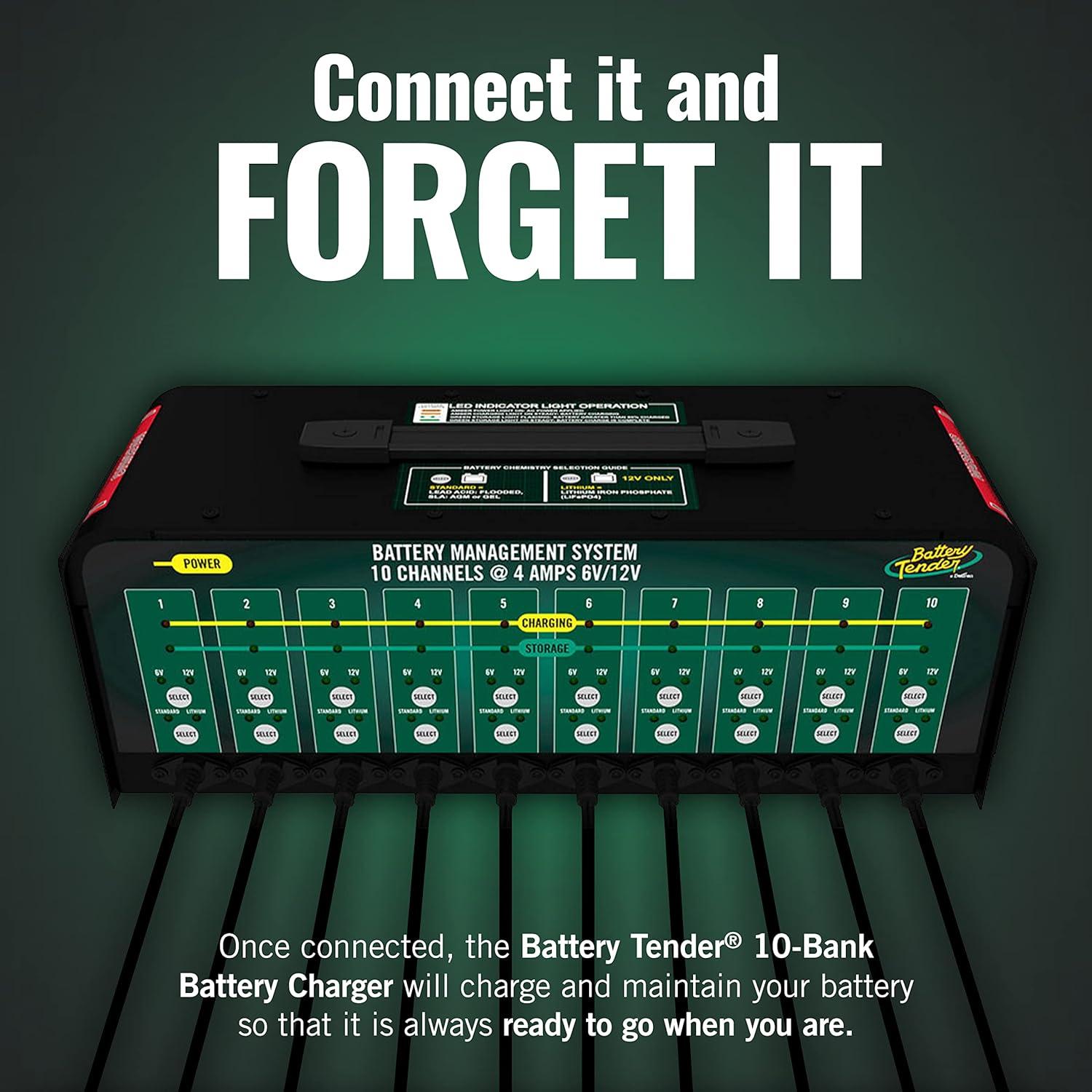 imageBattery Tender 10 Bank Multibank Charger  40 AMP 4 AMPs Per Bank  Selectable 12V  6V  Smart and Switchable 12V Multi Battery Charger and Maintainer  0210134DLWH