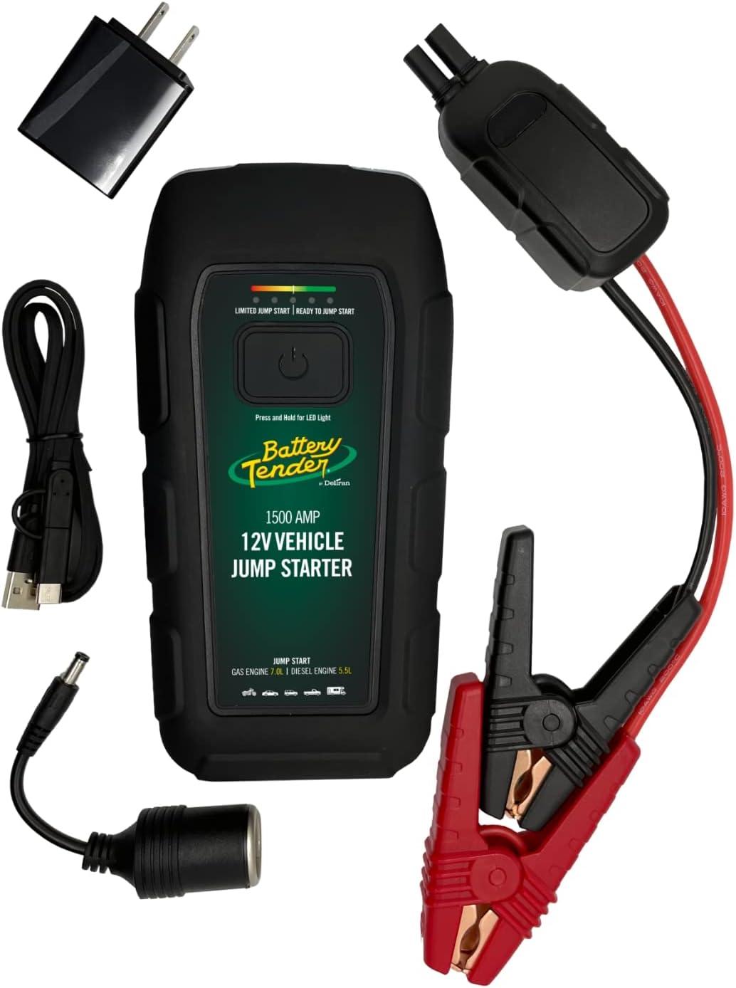 imageBattery Tender 1500 AMP Lithium Jump Starter  12000mAh Portable Power Station  LED Flashlight Emergency Strobe  3 Fast USB Charging Ports  0302020WH