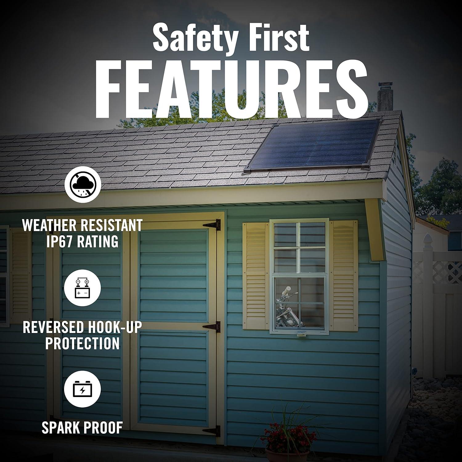 imageBattery Tender 17 Watt Solar Panel 12V Battery Charger with Charge Controller  IP67 Weatherproof  Mountable Lightweight Smart Charger  0211173