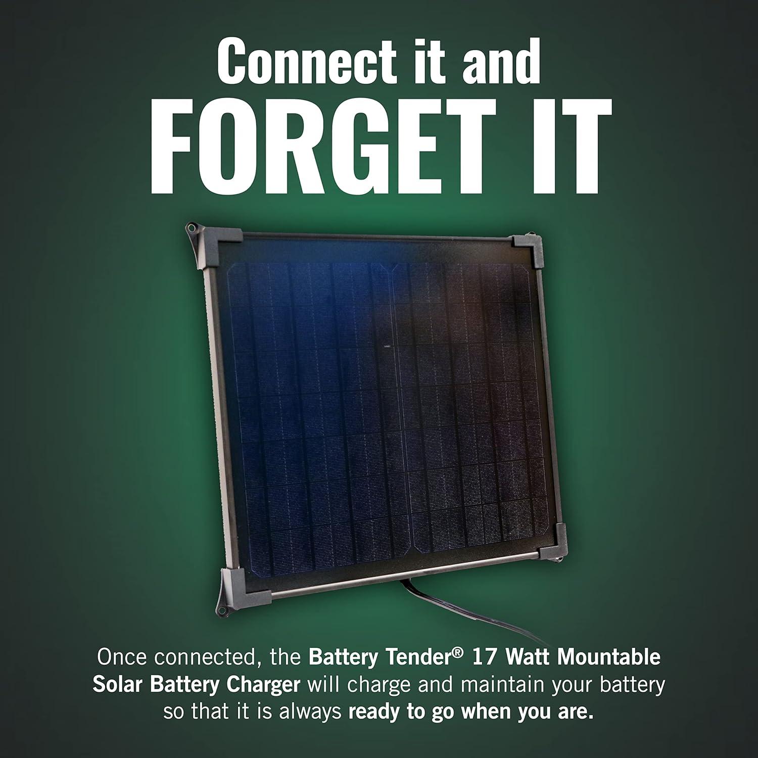 imageBattery Tender 17 Watt Solar Panel 12V Battery Charger with Charge Controller  IP67 Weatherproof  Mountable Lightweight Smart Charger  0211173