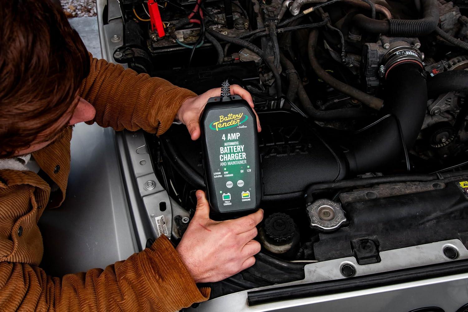 imageBattery Tender 4 AMP Battery Charger and Maintainer  Automotive Switchable 12V or 6V Smart Automatic for Cars SUVs and Trucks  Lead Acid AGM Gel ampamp Lithium Battery Charger  0220209BTWH