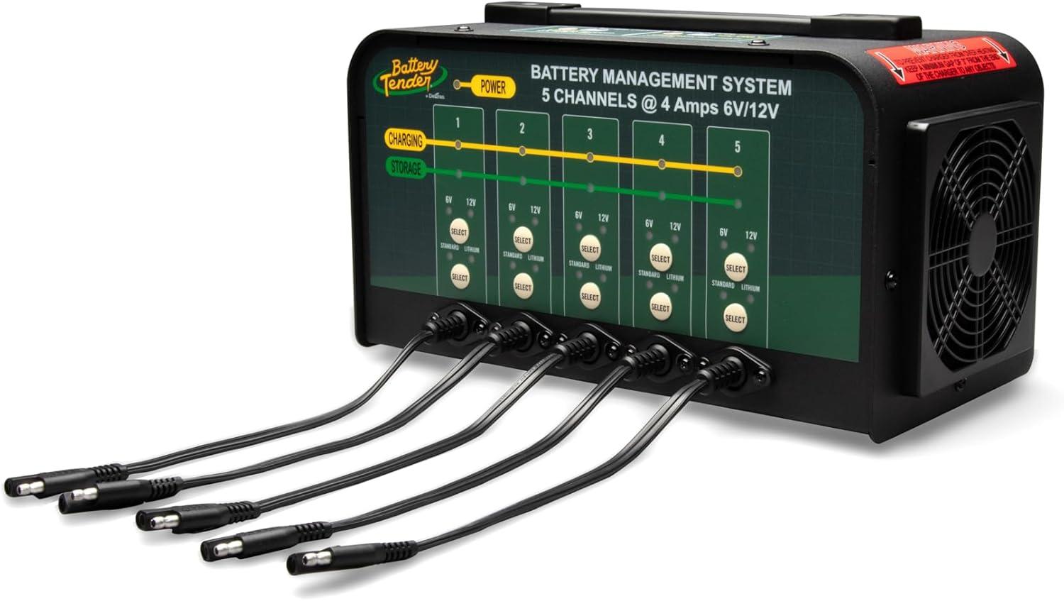 imageBattery Tender 5 Bank Multibank Charger  20 AMP 4 AMPs Per Bank  Selectable 12V  6V  Smart and Switchable 12V Multi Battery Charger and Maintainer for Automotive and Marine  0210133DLWH