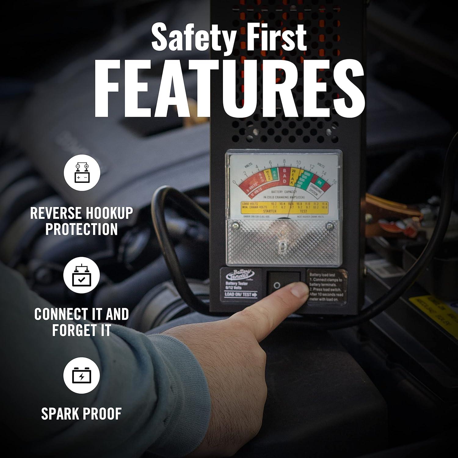 imageBattery Tender Battery Load Tester 12 Volt at 100 Amps  6 Volt at 50 Amps Battery Tester  Test Battery Load for 12V or 6V Batteries  Battery Health Checker Check Starter Motor Draw  0260020