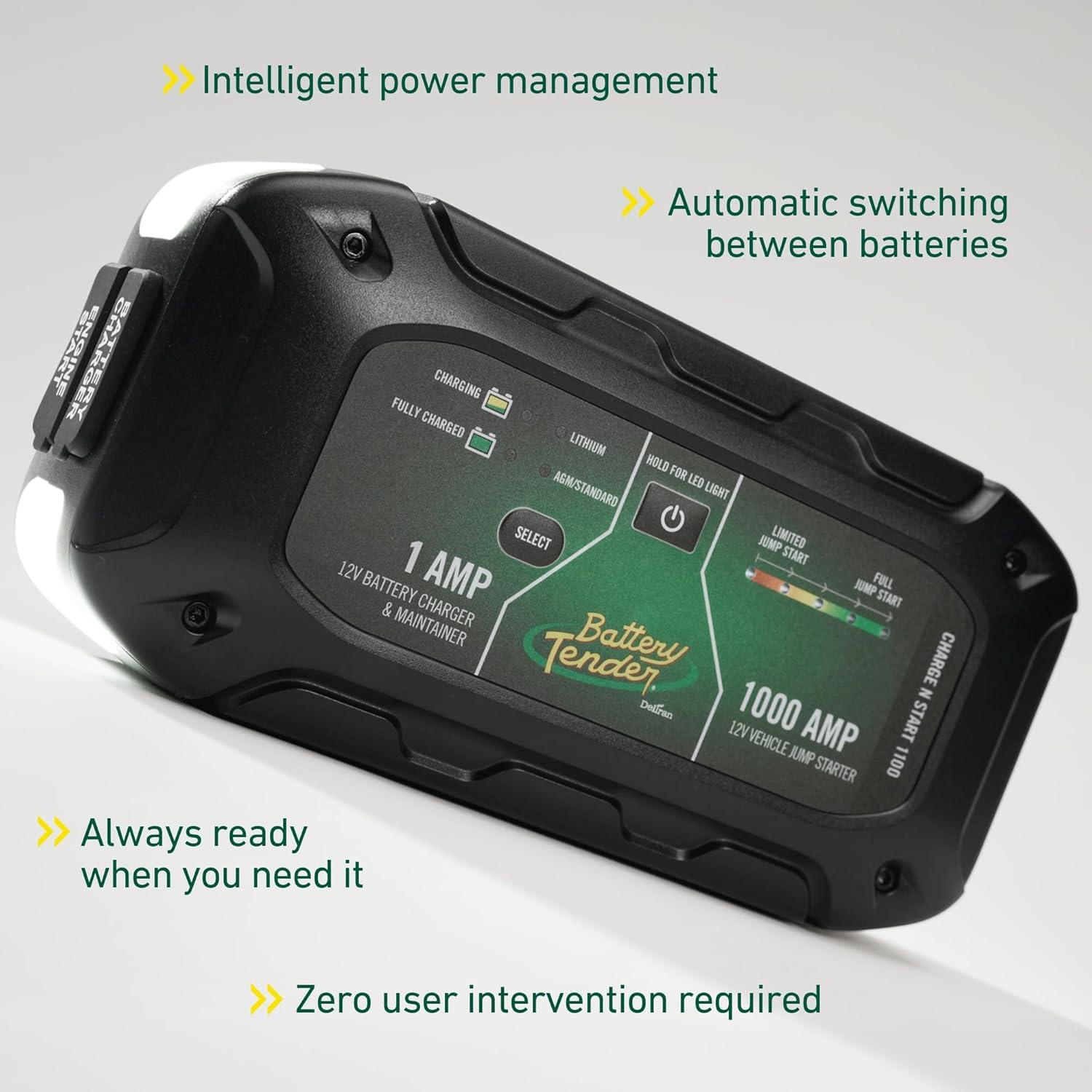 imageBattery Tender Charge N Start 1100  Smart 12V1 AMP Battery Charger and 1000 AMP Jump Starter Combo  2in1 Battery Maintainer for Cars Motorcycles ATVs USA Engineered