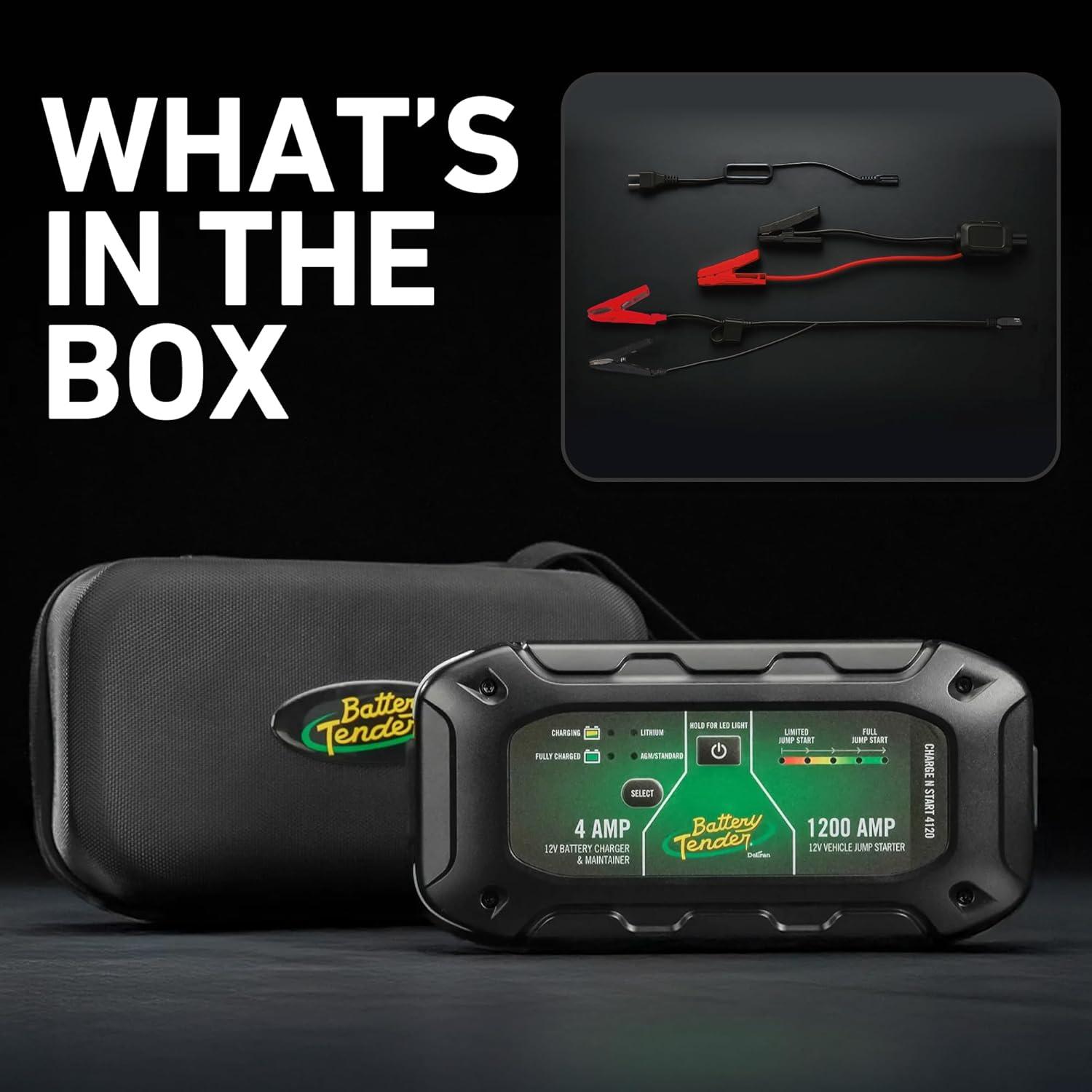 imageBattery Tender Charge N Start 4120  Smart 12V4 AMP Battery Charger and 1200 AMP Jump Starter Combo  2in1 Battery Maintainer for Cars Motorcycles ATVs USA Engineered