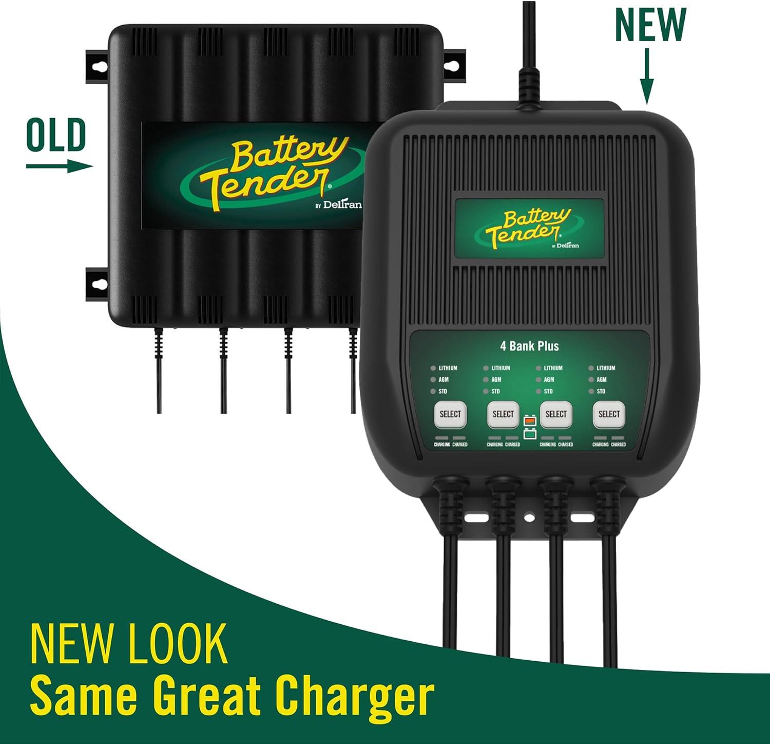 imageBattery Tender Plus 4 Bank Multibank Charger  5 AMP 125 AMPs Per Bank  Smart 12V Multi Battery Charger and Maintainer for Standard AGM and Lithium LiFePO40220148DLWH