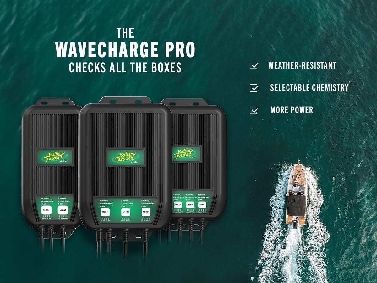 imageBattery Tender WaveCharge Pro 2 Bank Multibank Charger  20 AMP 10 AMPs Per Bank 12V  Smart Multi Battery Weatherproof Charger and Maintainer  0221007DLWH