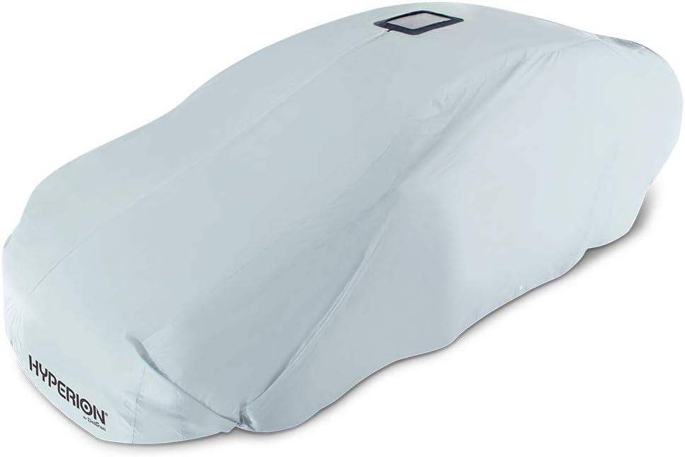 imageHyperion Car Cover with Solar Panel Size 3 Waterproof Car and Windshield Cover  All Weather Cover Protects Cars Up to 200quot from Snow Ice Rain Sun and Maintains Battery Charge  Grey  HYPCAR3Fits cars up to 168 inches long