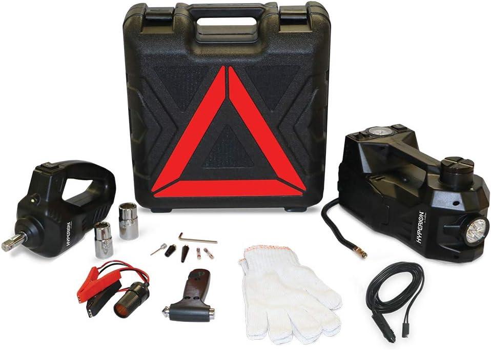 imageHyperion LiftAssist Emergency Roadside Tire Changing Kit 12V 3Ton Electric Hydraulic Floor Jack Tire Inflator Pump ampamp Electric Impact Wrench 250 Max Torque  for Car Truck SUV  0431002HYWH