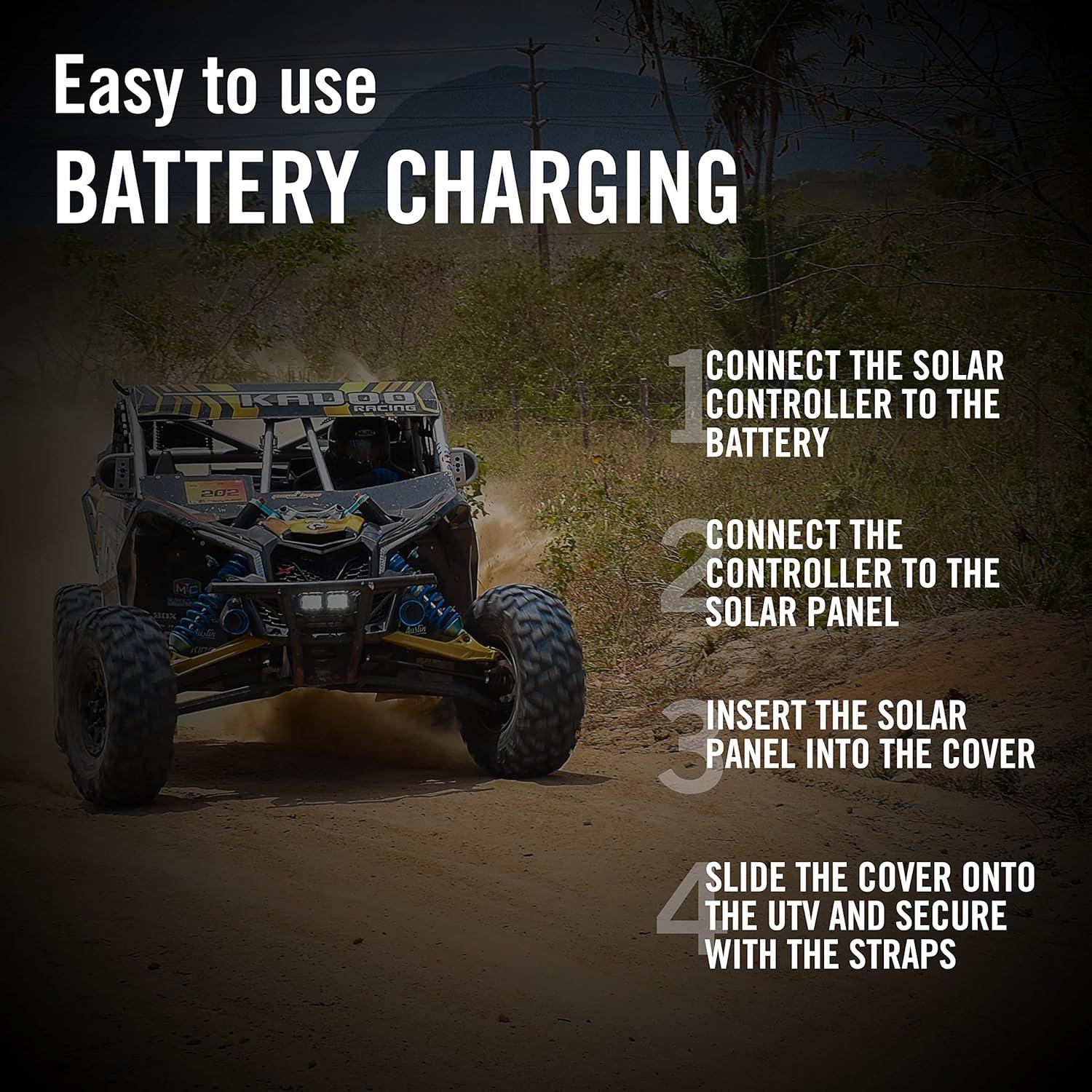 imageHyperion UTV Cover with Solar Panel for 2 and 4 Seater UTVs Polyester Universal Side by Side Cover Prevents Water and Weather Damage Maintains Battery ChargeUniversal