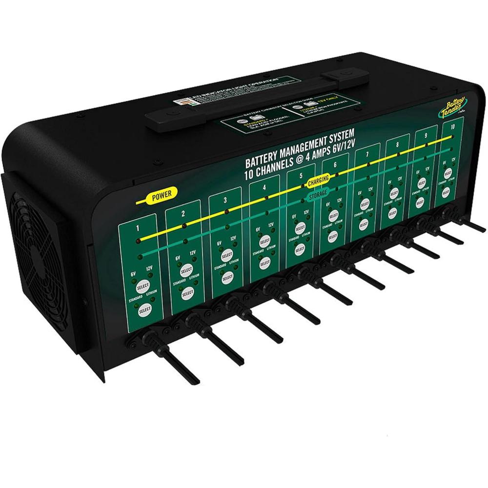 imageBattery Tender 10 Bank Multibank Charger  40 AMP 4 AMPs Per Bank  Selectable 12V  6V  Smart and Switchable 12V Multi Battery Charger and Maintainer  0210134DLWH
