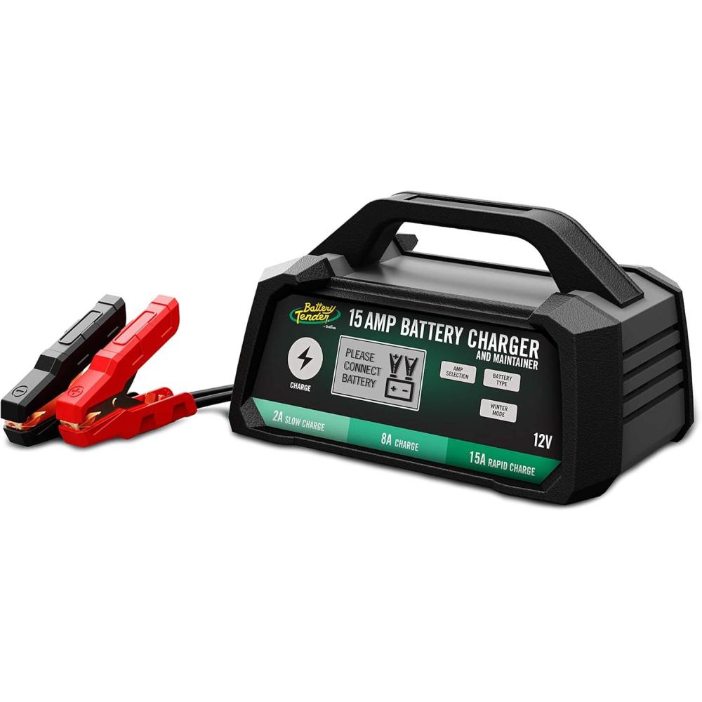 imageBattery Tender 15 AMP Battery Charger and Maintainer  12V Switchable 15 AMP  8 AMP  2 AMP  Selectable Chemistry Standard AGM Gel  LCD Display  0220234DLWH