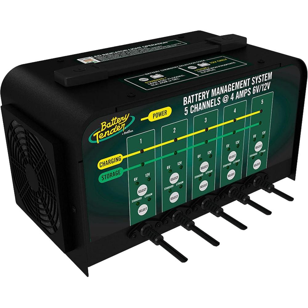 imageBattery Tender 5 Bank Multibank Charger  20 AMP 4 AMPs Per Bank  Selectable 12V  6V  Smart and Switchable 12V Multi Battery Charger and Maintainer for Automotive and Marine  0210133DLWH
