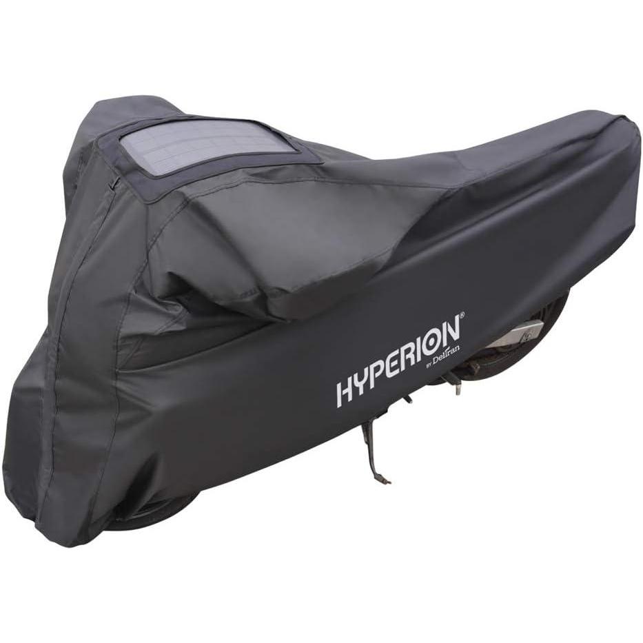 imageHyperion Motorcycle Cover with Builtin Solar Charger Medium Size Weatherproof Motorcycle Cover with Solar Panel for Outdoor Storage  All Season Heavy Duty Motorcycle Scooter or Moped CoverXXL 101 x 44 x 61 inches
