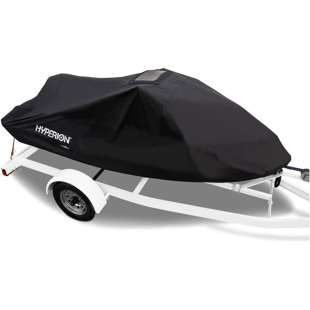 imageHyperion Universal Personal Watercraft Cover Waterproof and Weatherproof PWC Cover with Solar Charger Built in  Universal PWC Cover for 2 or 3 Seater Models Up to 134 x 63 x 36 Inches  HYPPWCUUniversal