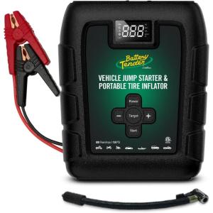imageBattery Tender 800 AMP Jump Starter and Tire Inflator Combo  Lithium Battery for Extended Use  LED Flashlight Emergency Strobe  2 Fast USB Charging Ports  0303010WH